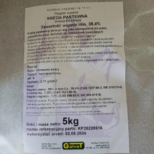 Kreda pastewna gruboziarnista wapń 0,4-0,8mm 5 kg